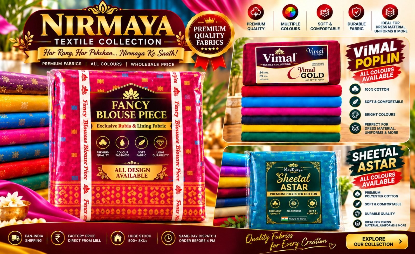 Nirmaya Textile collection — premium fabrics, wholesale price